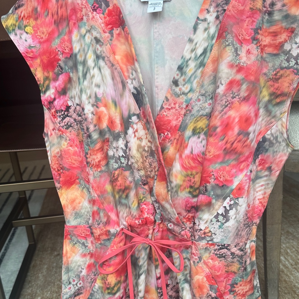 Athleta Coral Pink Floral Tie-Waist Romper - Picture 4 of 4